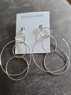 Marlyn Schiff Silver Multi-Hoop Dangle Earrings